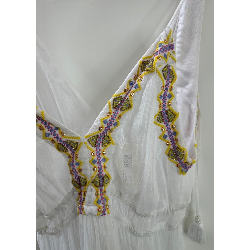 NEW Ramy Brook Sienna Embroidered Chiffon Swim Cover-Up Maxi Dress White XL $365 - Picture 6 of 16